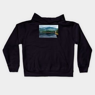 Lake Oasa at sunset in Romania Kids Hoodie